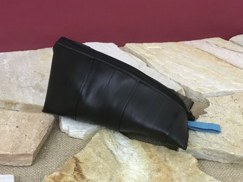 Preview: Federmäppchen mit türkisfarbendem Futter aus upcycling Fahrradschlauch